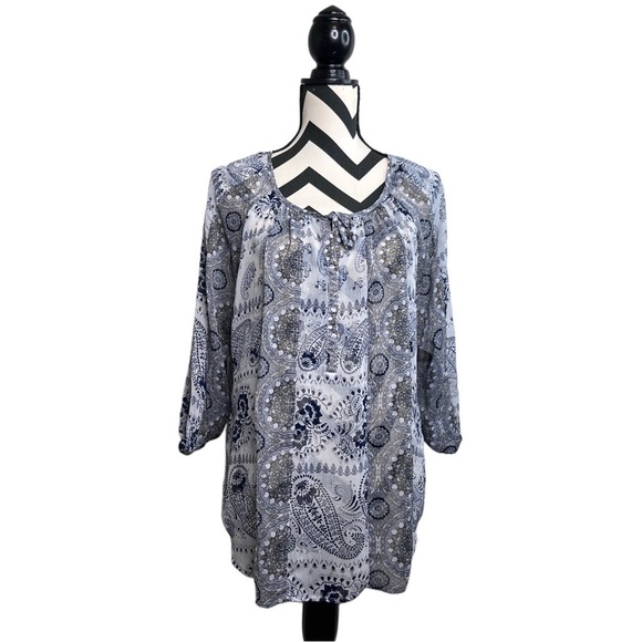 fig and flower Tops - Fig and Flower Sz L Paisley Print 3/4 Sleeve Boho Blouse